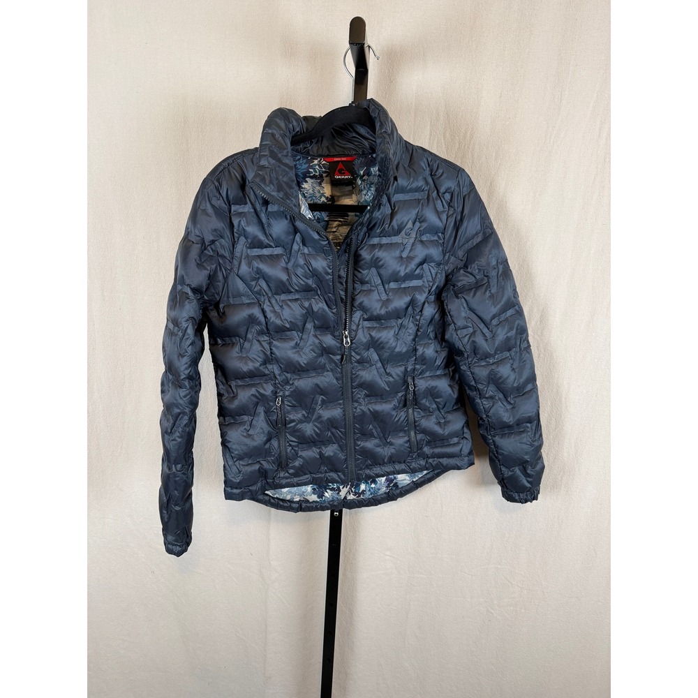 Gerry Womens‎ Down Puffer Jacket Black Floral Lined Full Zip S CH